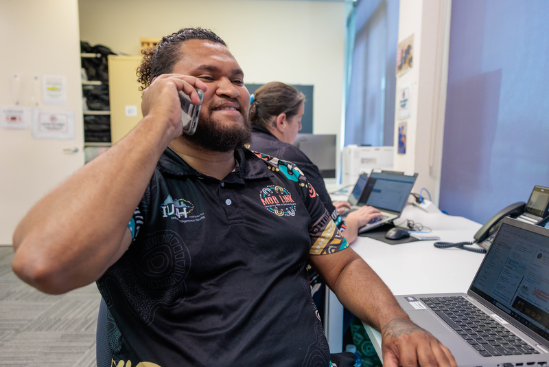 A Mob Link team member on the phone